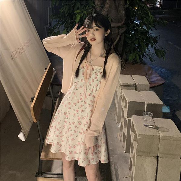 

casual dresses can salt be sweet first love floral sling dress female summer girl french villain design retro sense, Black;gray