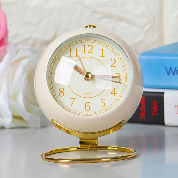 

desk & table clocks luxury retro alarm clock metal bedside bedroom small classic dining decoration desertador home