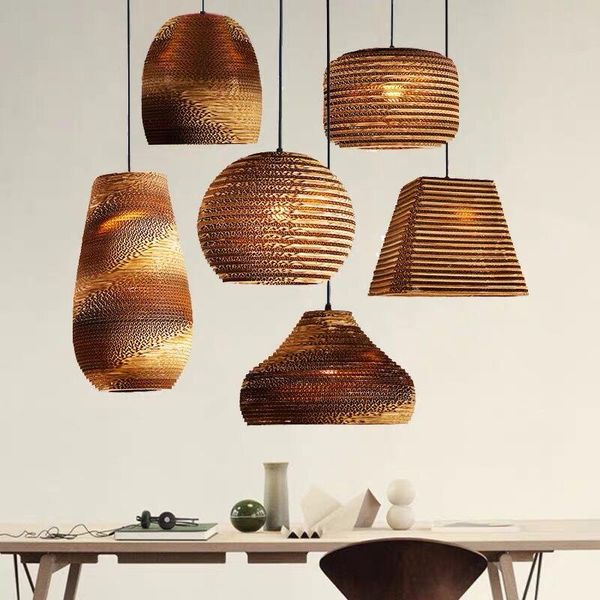 

pendant lamps american led origami light vintage hanging paper e27 lamp bar/restaurant living room lighting fixture