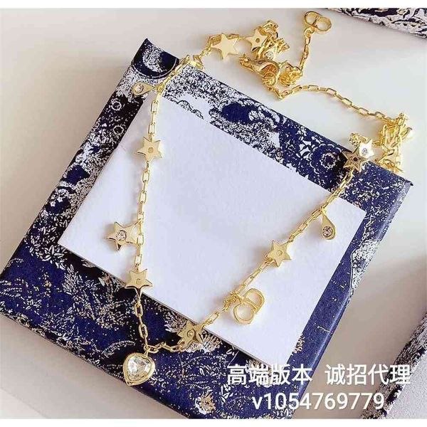 

2021 luxury designer jewelry / new tassel necklace women's love star drops letter clavicle chain versatile neck ornament, Silver
