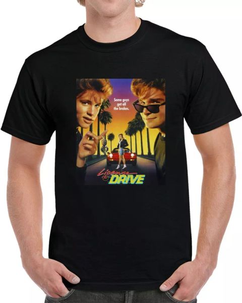 

license to drive corey feldman haim cool 80s movie fan t shirt, White;black