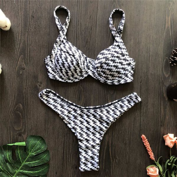 

black plaid underwired bikini female swimsuit women swimwear two-pieces bikini set brazilian bather bathing suit swim lady k2930