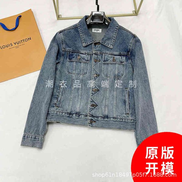

correct version of ce home denim coat 2021 autumn and winter new used wash slim et women's top, Black;brown