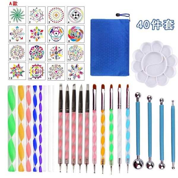 

craft tools 40 pieces set mandala tool stone painting auxiliary diy graffiti combination art