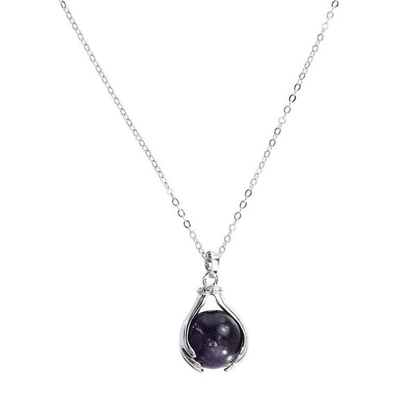 

chains 1pc neck pendant fashion necklace women natural stone delicate, Silver