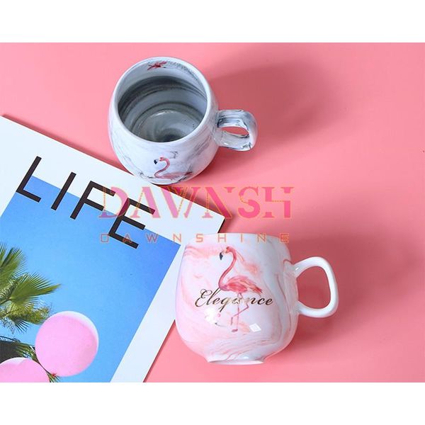 

mugs marble pattern cute cat cup colorful box set coffee couple women flamingo ceramic gift with hand ceremony