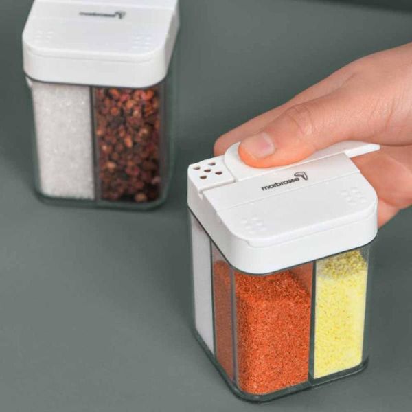 

storage bottles & jars 1pc seasoning box plastic transparent 4 grid pepper spice shaker salt jar condiment bottle kitchen gadgets