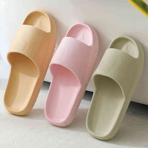 

light slippers women summer couple slipper home non-slip bathroom bath thick bottom sandals for men indoor outdoor eva slides y220214, Black