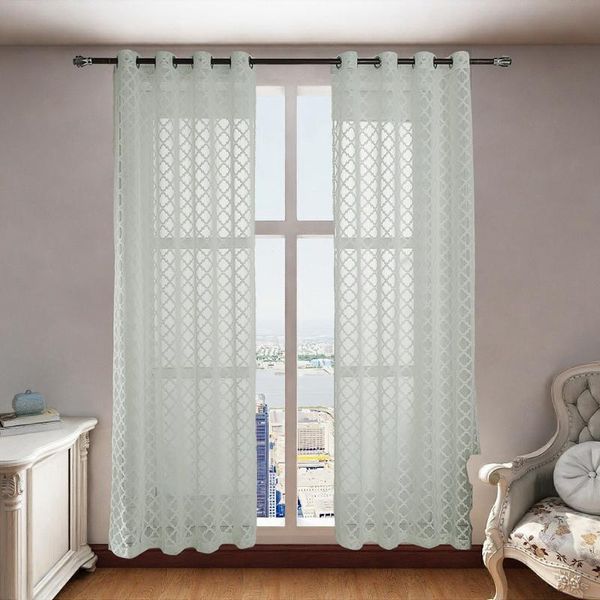 

curtain & drapes 1pc holy white lace geometric fine tulle window delicate design drape valance polyester fabric xl size