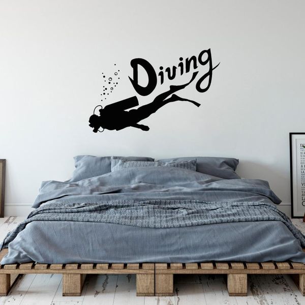 

wall stickers decal scuba diving sea ocean underwater sports door window aquarium teens bedroom bathroom decor dw11524