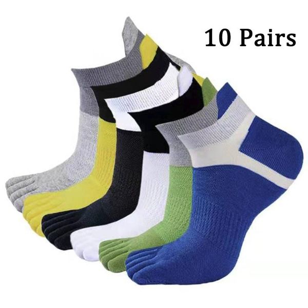

pairs men's toe socks cotton five fingers low cut running athletic, Black