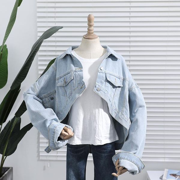 

women's jackets spring autumn short denim jacket women streetwear korean long sleeve vintage jeans coat female fashion loose outerwear, Black;brown