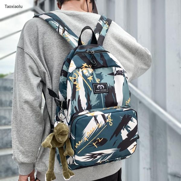 

backpack dcimor graffiti waterproof oxford women men large capacity fashion schoolbag college couples lapbags