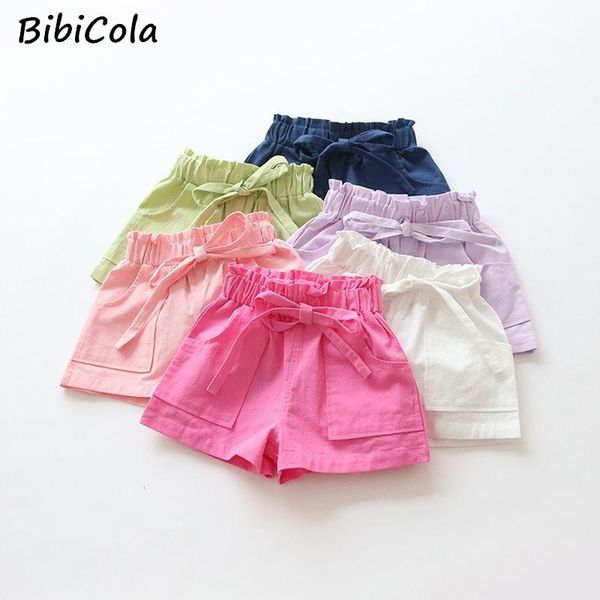 

shorts girls summer kids beach clothes 4-8y party children solid color clothing, Black