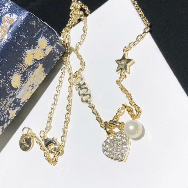 

home dijia 2021 new gold temperament love pearl fashion star necklace, Silver