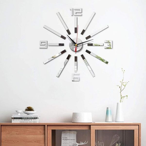 

modern wall clock silent digital acrylic mirror 3d stickers suitable for living room, office, school clocks