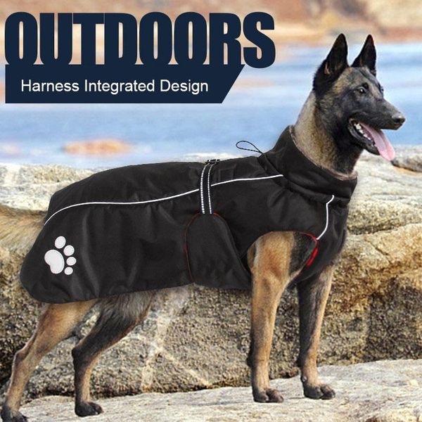 

windproof black pet dog clothes for large dogs warm 5xl 4xl 3xl big coat with harness apparel