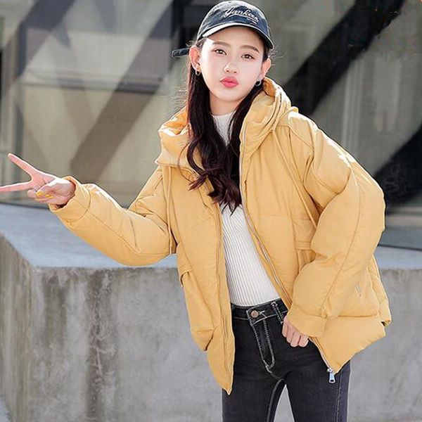 

women's trench coats 2021 korean version women winter thick warm hooded coat solid color long sleeve double pocket short jacket female, Tan;black