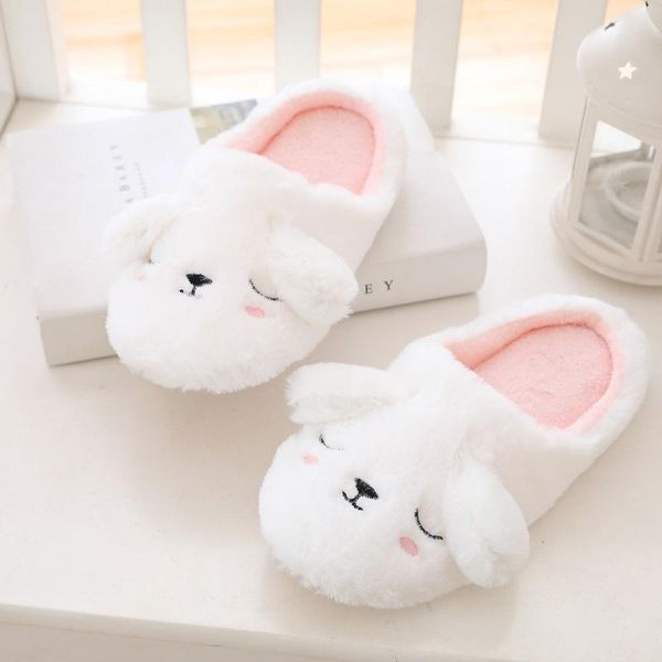 

white cartoon dogs cute women fur slippers lighweight memory foam sole home bedroom slip-on flat shoes slides girls gifts, Black
