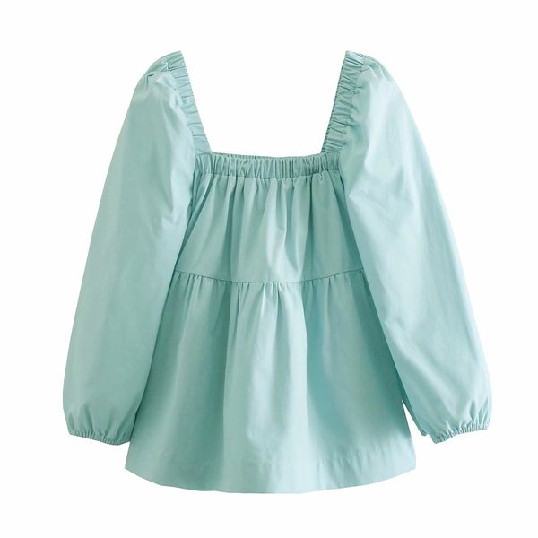 

t shirt fashion three-quarter sleeves sweet square collar women solid color loose t-shirt vintage casual short chic female, White