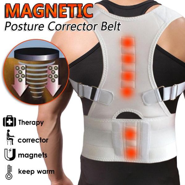 

adjustable posture corrector back support shoulder lumbar brace corset belt for men women, Black;blue