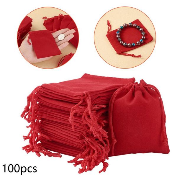 

gift wrap 100pcs drawstring velvet jewelry bags drawable sweets packaging baby shower birthday party wedding favors for guests
