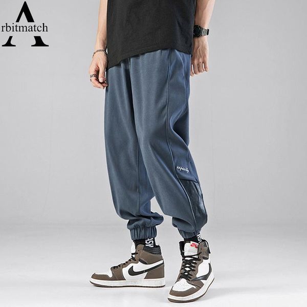 

men's pants autumn winter man splicing brushed feeling sweatpants drawstring streewear harem harajuku joggers men trousers long, Black