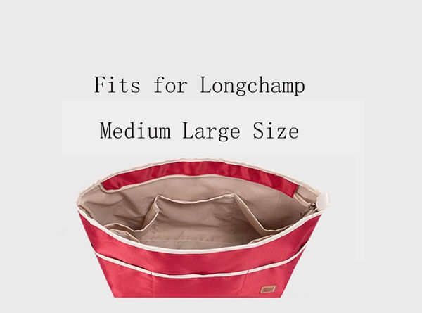 

bag parts & accessories satin cloth insert organizer for trendy handbag women travel inner purse portable cosmetic inside fashion, Black