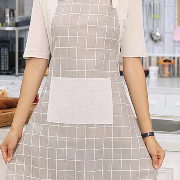 

aprons cooking apron more thicken heat-resistant cotton flax grid pattern oilproof for home