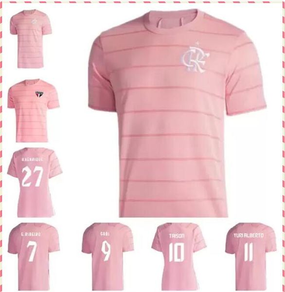 

21 22 outubro rosa flamengo soccer jerseys gabi sao paulo sc internacional pink special football shirts 2021 2022 sci spfc mengo october ros, Black;yellow