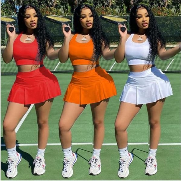 

spring summer two piece women tracksuits set sleeveless tank skirt shorts sets club outfits sportswear tracksuit streetwear, Gray