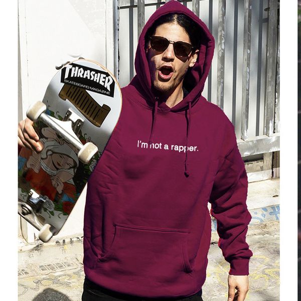 

leisure fashion i'm not a rapper. men and women wear plush hoodies, Black