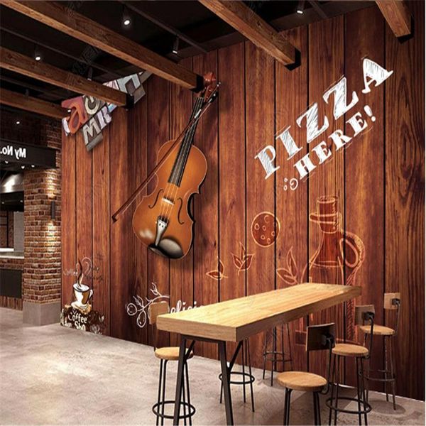 

wallpapers modern wooden wall paper violin alphabet industrial decoration restaurant tooling background mural papel de parede