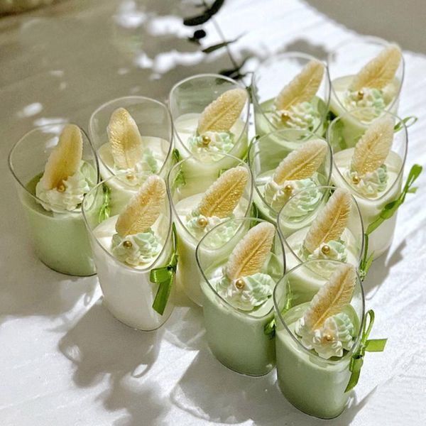 

disposable cups & straws 10pcs 80ml mini dessert elegant clear slanted appetizer cup jelly pudding mousse