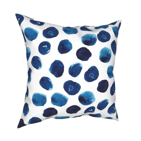 

india blue paint ink spots watercolor dots pillow cover home decorative simple cushions throw for sofa polyester cushion/decorative