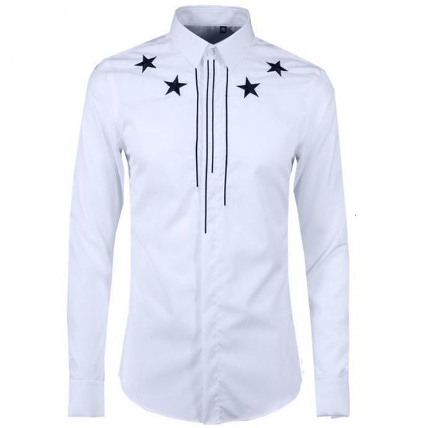 

tee polo shirt 100% cotton men fashion pentagram and vertical line long sleeve man shirts white black slim fit casual