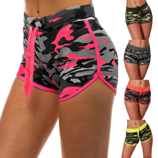 

yoga outfits women sport shorts cool short fitness camouflage elastic running outdoor broadcloth print polyester, White;red