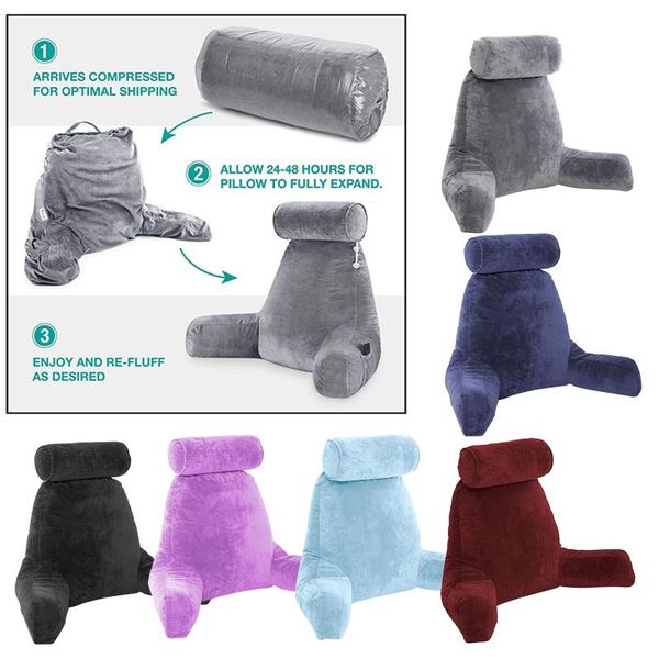 

pillow large backrest reading rest and pockets remove neck roll back support