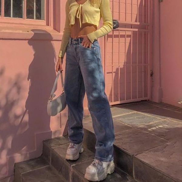 

european and american style women's jeans slim slimming trousers ripped for women, Blue