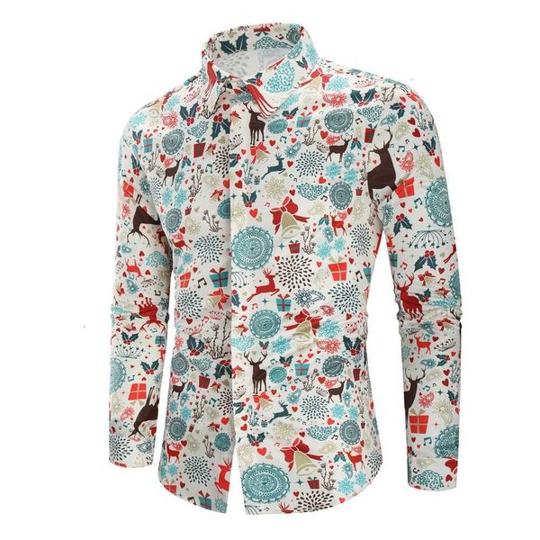 

men's casual shirts year fashion long sleeve regular fit christmas streetwear button v-neck men cl ovqv, White;black