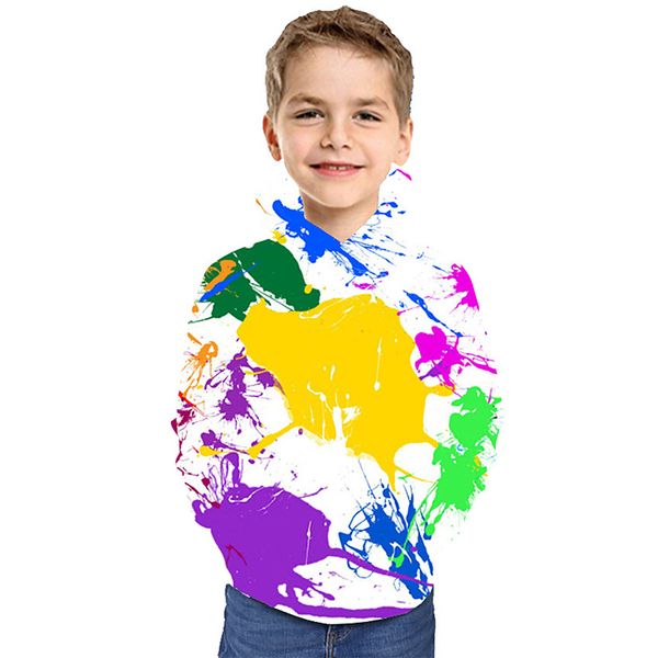 

contrasting color matching pattern children's 3d printing pullover hoodie men/women/girl fashion soft hooded sweater hooded sweater, Black