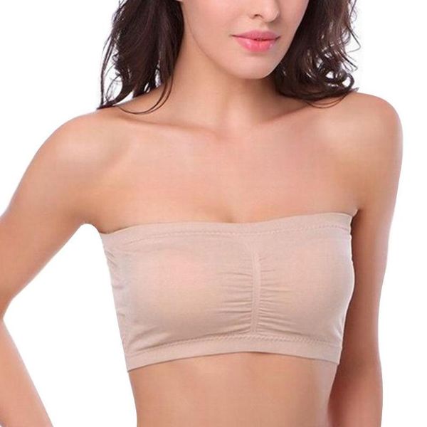 

bustiers & corsets strapless push up bras women invisible tank crop one piece seamless underwear lingerie intimates backless wrapped che, Black;white