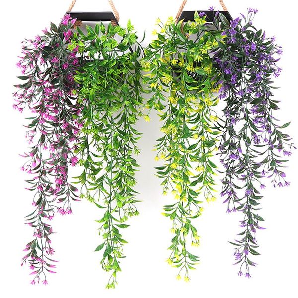 

2pcs hanging garland vine flower artificial ivy wedding scene wall decoration garden simulation green plant rattan room ornament decorative