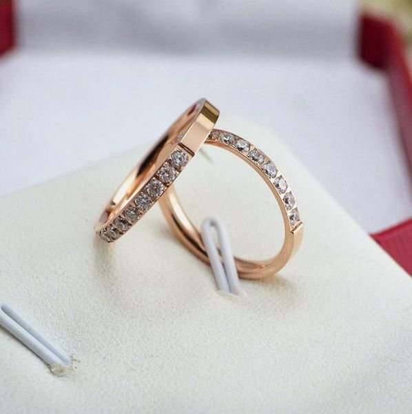 

wedding rings couple ring women single row drill rose gold jewelry crystal, Slivery;golden