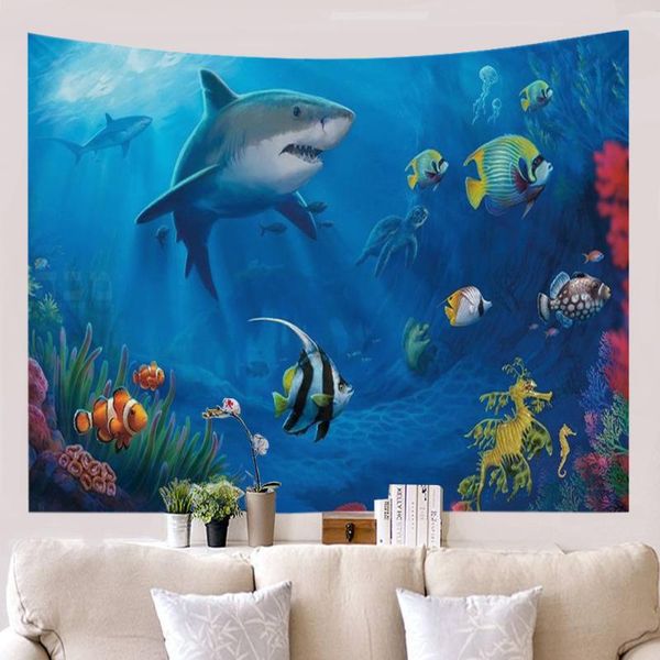 

tapestries scenery cartoon ocean tapestry home animal decor space big blue wall aesthetic hanging arazzo textile by50ta
