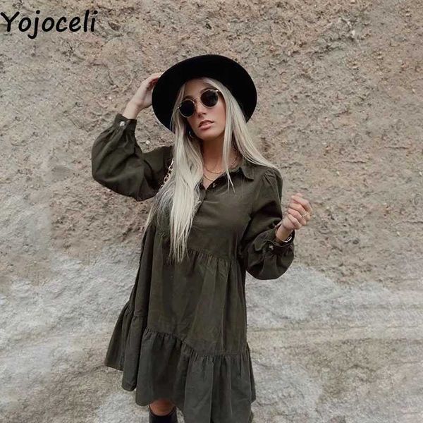 

yojoceli loose ruffle casual dres button spring short daily cool basic female beach es vestidos 210609, Black;gray