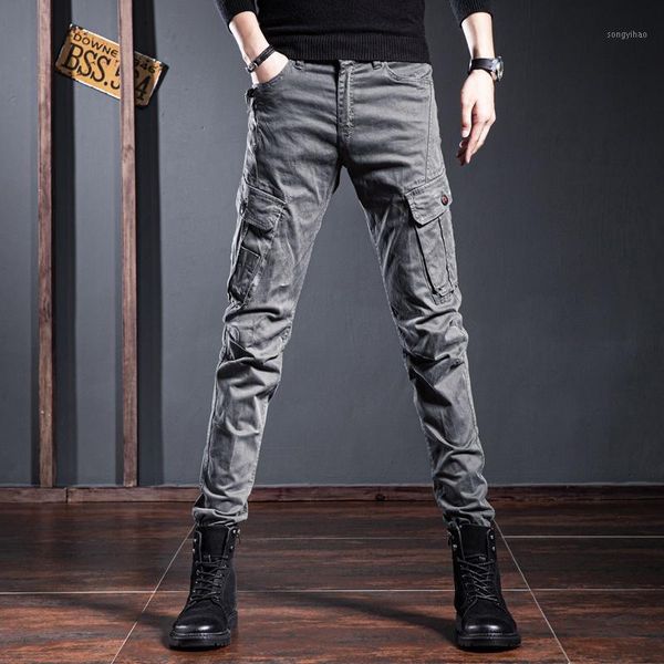 

cargo military pants tactical men baggy multi pockets trousers 2021 fashion korean streetwear men's, Black