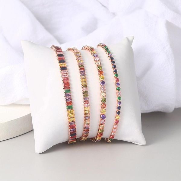 

link, chain multicolor ladies bracelet zircon adjustable jewelry gems random color arrangement wedding christmas fashion, Black