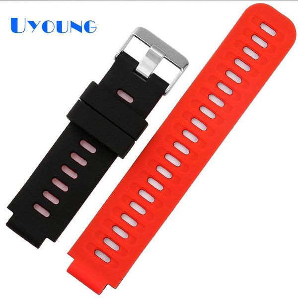 

watch bands 22*15mm garmin620 630 forerunner735xt 220 230 silicone watchbands waterproof band replace rubber strap accessories, Black;brown