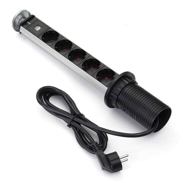 

eu plug pull up 3/4/5/6 power socket 2 usb 16a charging port kitchen table desksockets retractable counter worktop